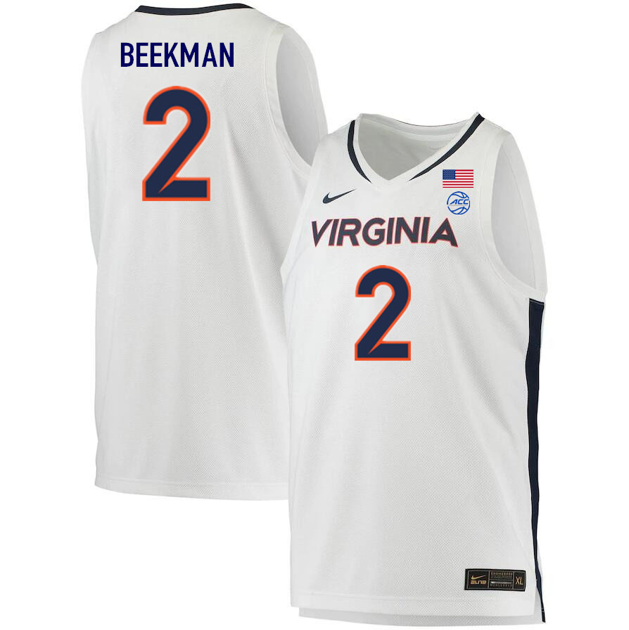 Men #2 Reece Beekman Virginia Cavaliers College 2022-23 Stitched Basketball Jerseys Sale-White